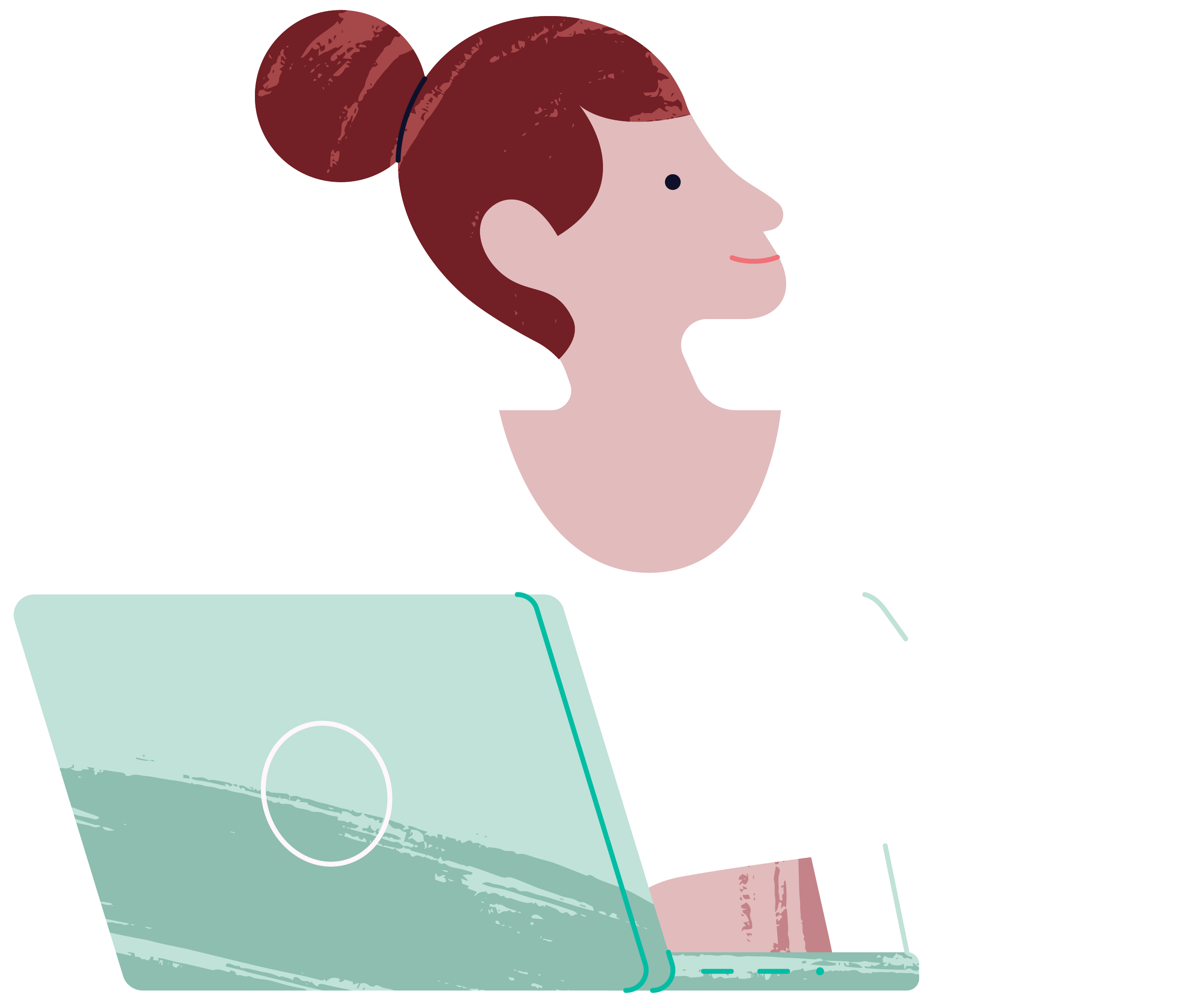 Josefien aan het werk op haar laptop