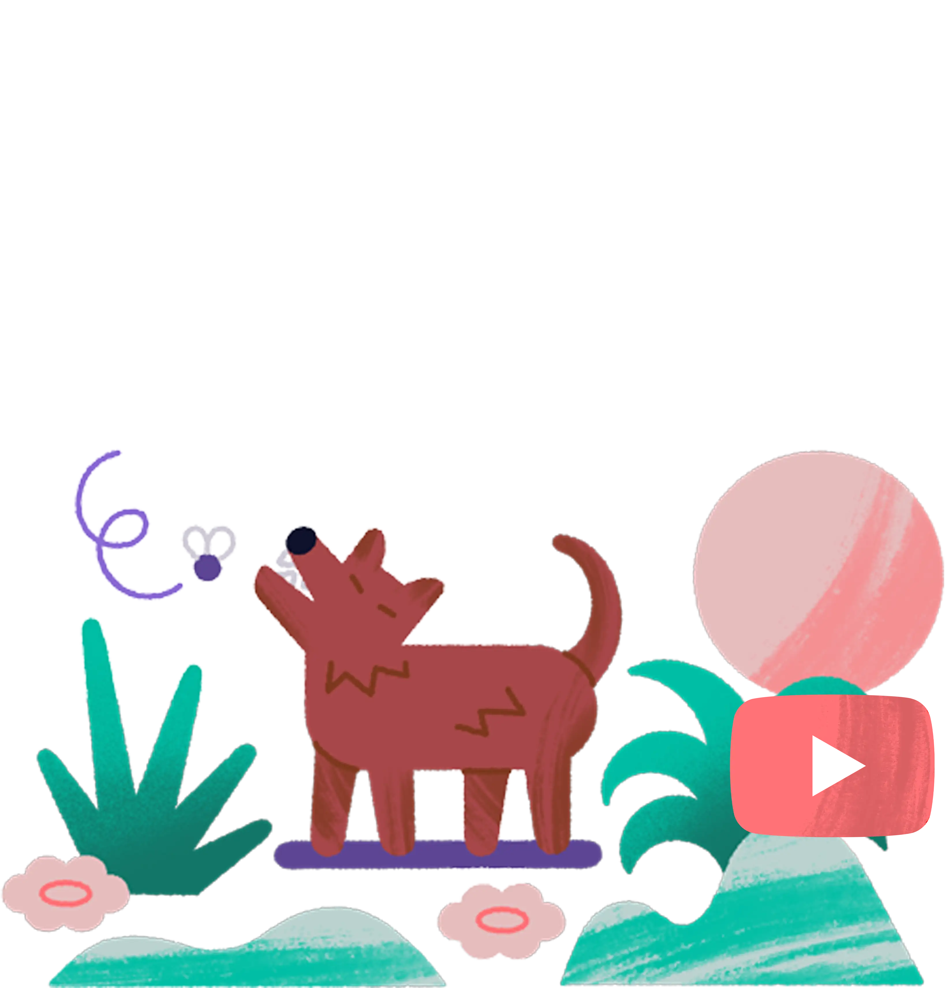 illustratie van blaffende hond van de buren met YouTube logo